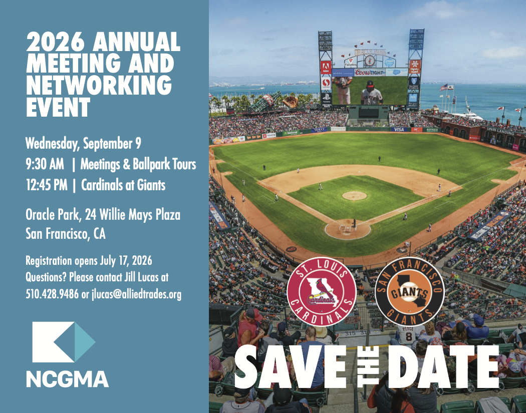 Save the Date graphic for the 2026 NCPFC Annual Meeting and Networking Event on September 9 at Oracle Park, San Francisco.
